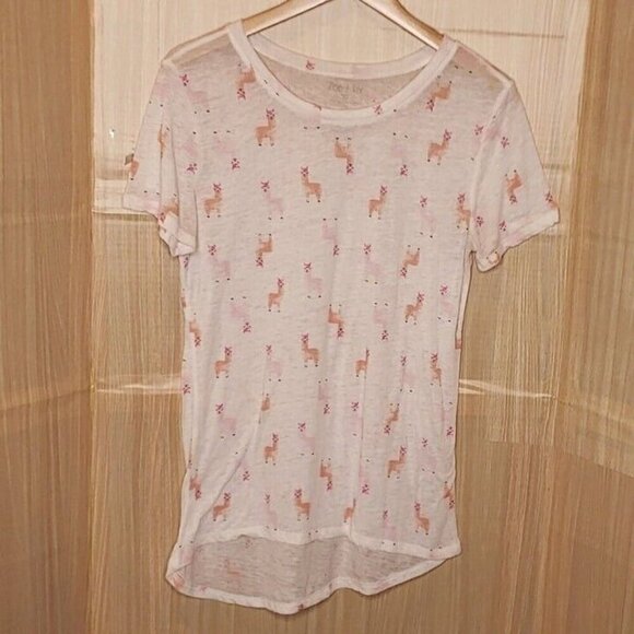 Zoe + Liv Womens White Burnout Tee With Llama Print Medium - Picture 1 of 6